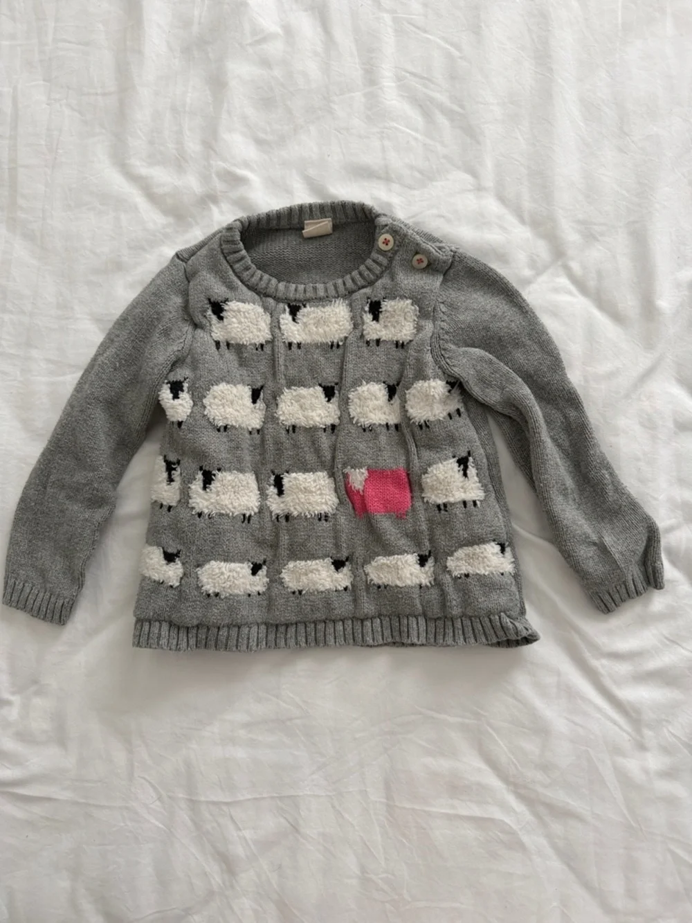 Tucker + Tate Gray Sweater with White Sheep and Pink Accent 12-18 months